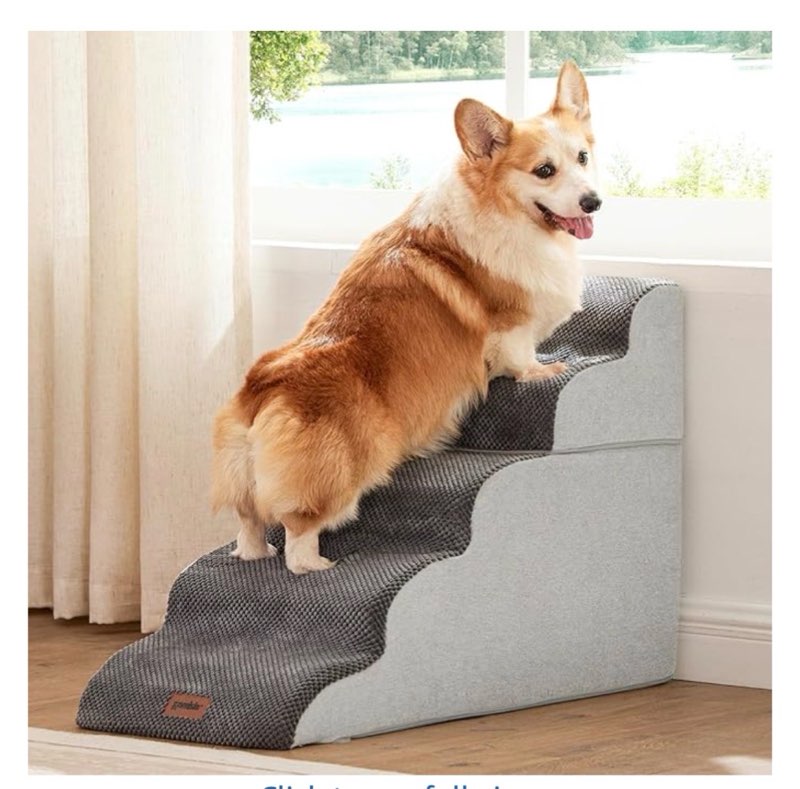 ZOMISIA Dog Stairs for High Beds 22.8" H - Pet Stairs Ramp for Couch, 35D Foam Dog Steps for Small t