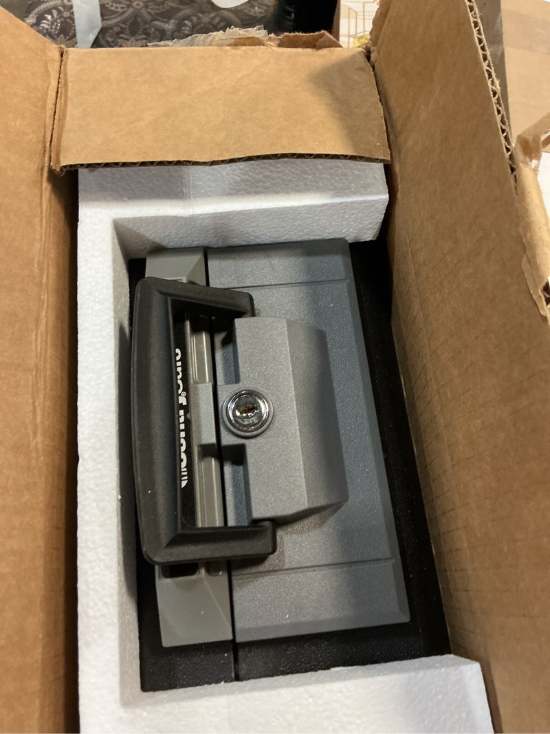 Condition photo showing New/Like New for sentrysafe fireproof safe box with key lock, chest safe with carrying handle to secure money, jewelry, documents, 0.25 cubic feet, 6.3 x 15.3 x 12.1 inches, 1160
