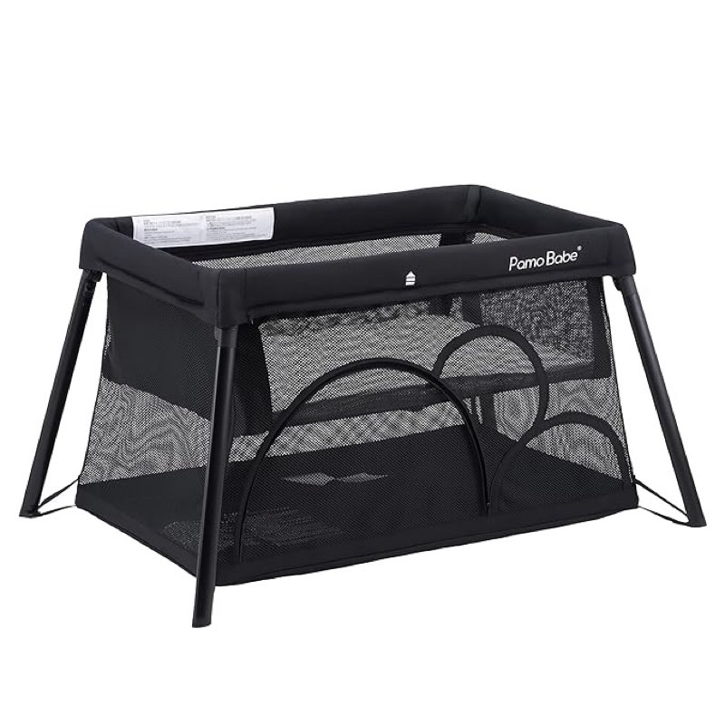 Pamo Babe Travel Crib Lightweight Playpen Baby Playard with Bassinet Portable Mini Playard