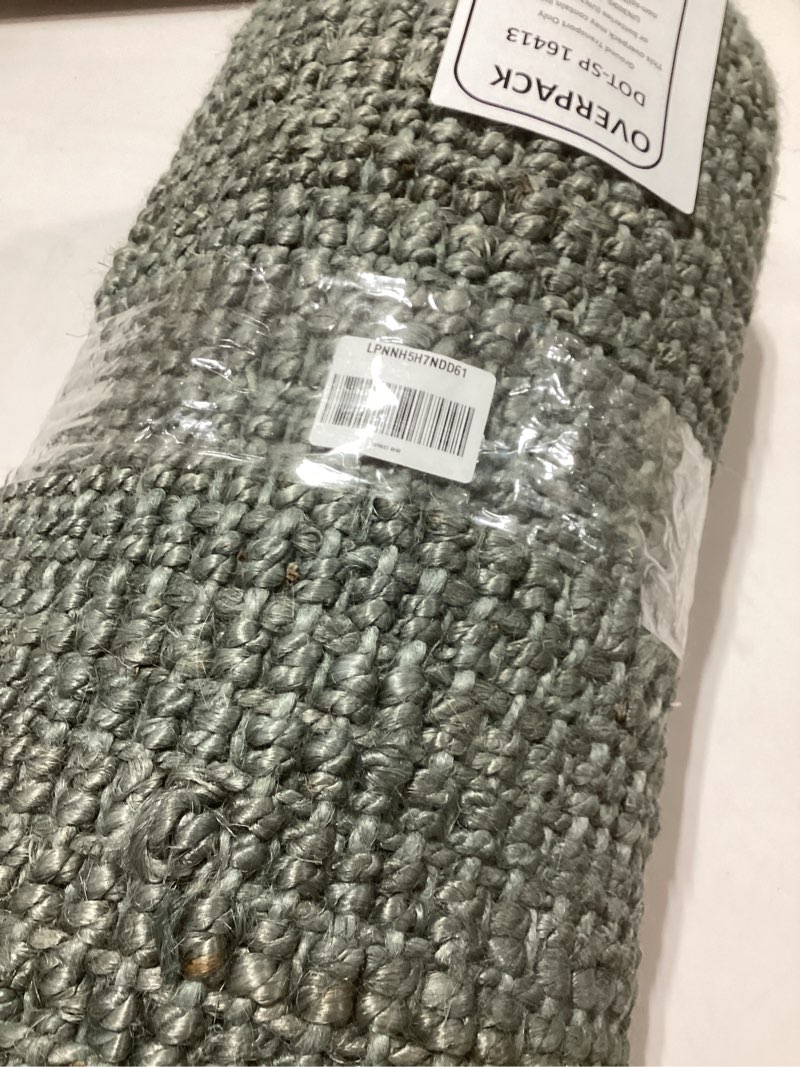 Condition photo showing New/Like New for JONATHAN Y Handwoven Jute Fringe Light Blue/Gray Runner Rug, 2x12, Pata, Bohemian, Rustic, Cottage, Easy-Cleaning for Living Room, Bedroom, Kitchen, Non-Shedding (NRF103B-212) Blue/Gray 2' x 12' (Runner)