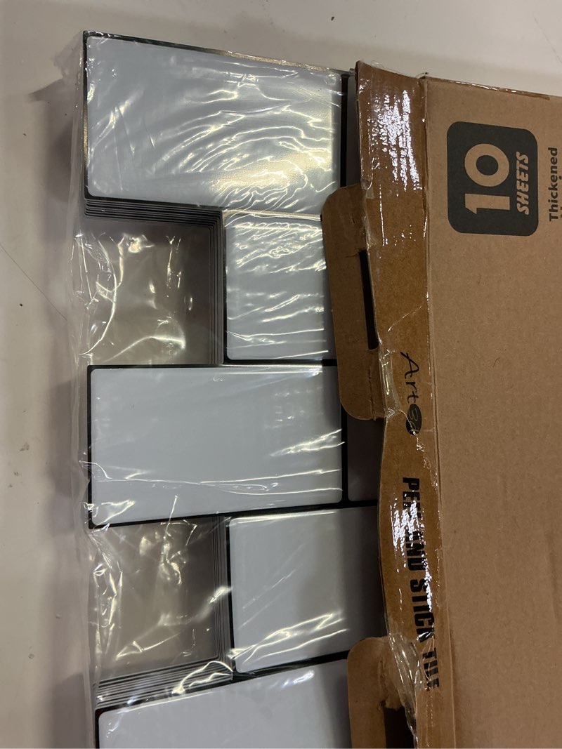 Condition photo showing New/Like New for art3d peel and stick backsplash for kitchen white subway (10 tiles, thicker design) white with black grout