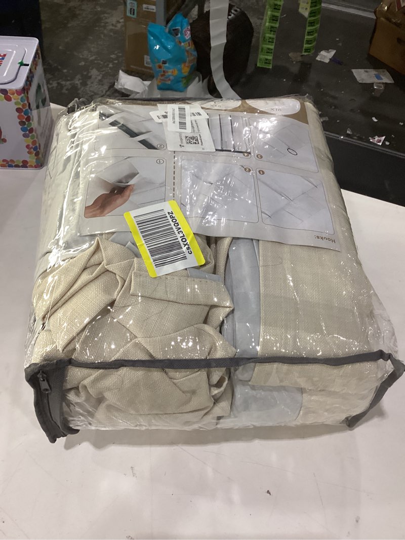 Condition photo showing As Is for Pleated Extra Wide 70 Inch Bedroom Curtains 96 Inches Long 2 Panels, Cream Memory Trained Pinch Pleat Blackout Dual Layer Linen Soundproof Thermal Farmhouse Windows Drapes for Living Room 8 FT Length Cream 70"W x 96"L (Pack of 2)