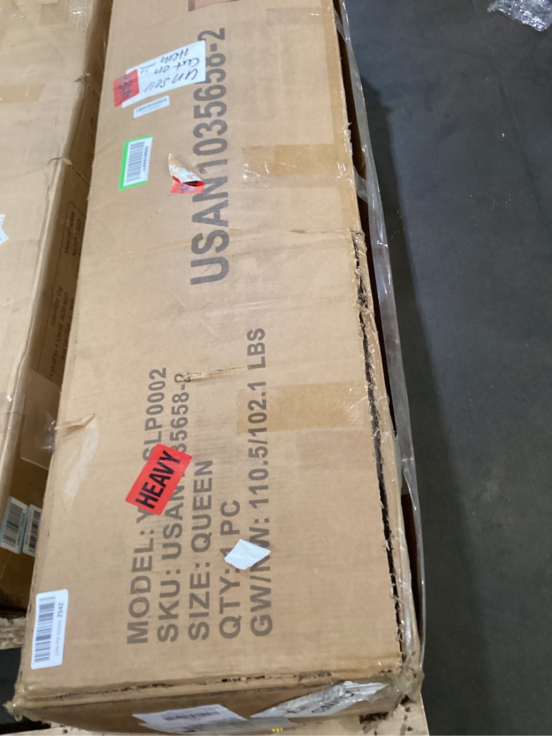 Condition photo showing Good Condition for upholstered platform bed frame with metal decor and adjustable headboard (queen)usan1035658-2