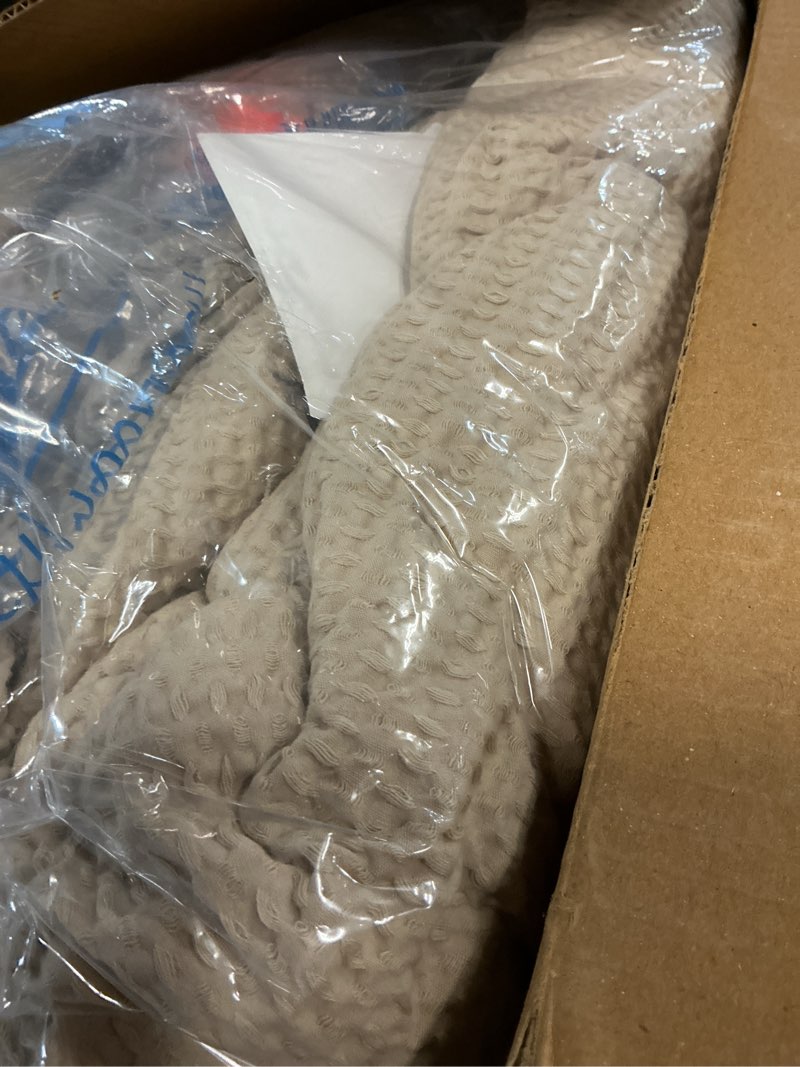 Condition photo showing As Is for Levtex Home Cloud Waffle Full/Queen Comforter Set (90x94in) with 2 Pillow Shams (26x20in) - Solid Waffle Cotton Texture - Taupe - 100% Cotton Full/Queen Size Comforter Set - Soft, Pre-Washed Full/Queen Comforter Taupe