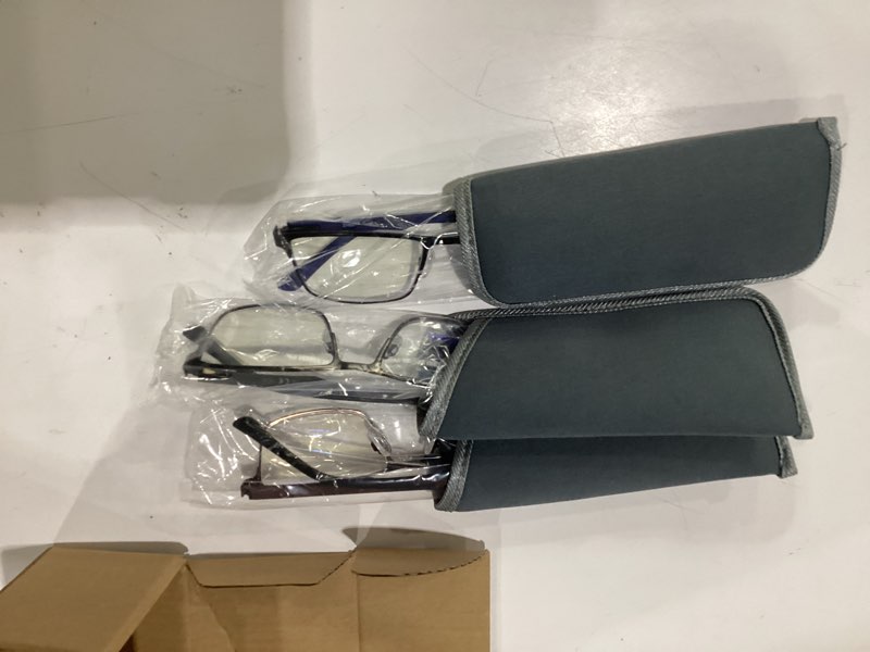 Condition photo showing Good Condition for readiteasy 3 pack reading glasses 2.0 men blue light blocking, readers men with spring hinge reduce eyestrain/uv/dryness, mens reading glasses 2.0+ 3 pack( black brown gray) 2.0 x