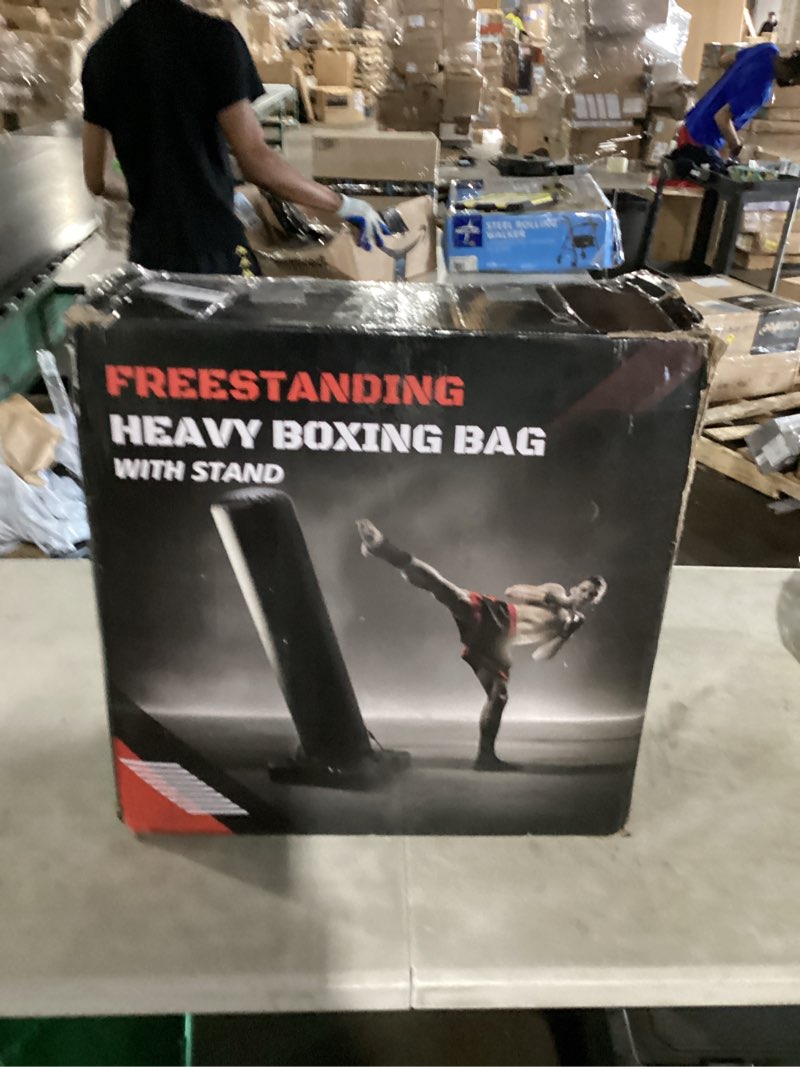 Condition photo showing Good Condition for heavy boxing bag with stand for adult teens, freestanding inflatable punching bag with gloves, men women stand kickboxing boxing set for martial arts mma home gym exercise training equipment