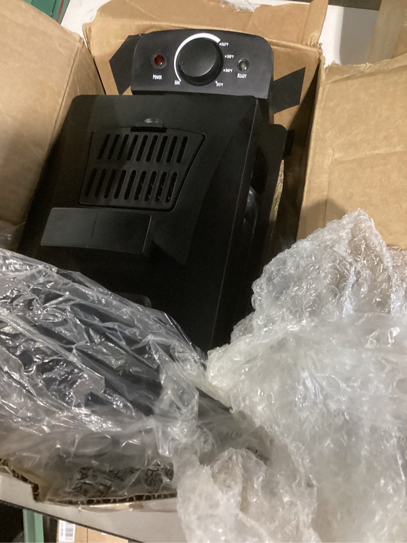 Condition photo showing As Is for (similar to) amazon basics 3.2-qt (3.0l) deep fryer with 12-cup oil capacity, adjustable temperature, easy draining basket, stainless steel exterior, viewing window, 1500w, black & silver 3.2-qt, black & silver