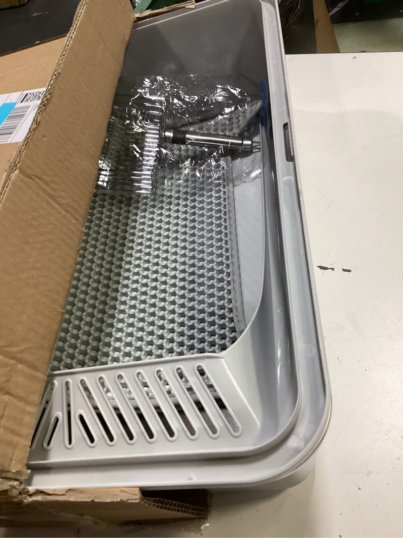 Condition photo showing Good Condition for stainless steel litter box | xl enclosed cat litter boxes with lid for big cats | high sided, anti-urine leakage | non-stick bottom & includes litter mat & metal scoop silver gray x-large