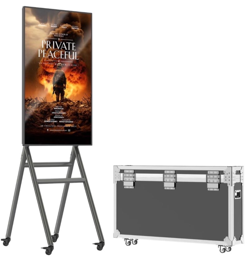 mwe mobile digital signage display 43in with flight case,portable uhd touchscreen advertising display