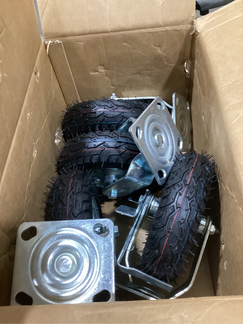 8 inch pneumatic casters wheels, no noise heavy duty casters tolerable 880lbs with brake, locking sw