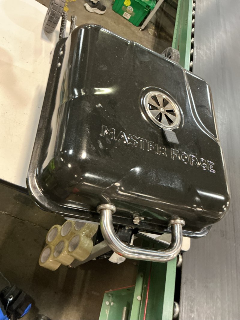 Condition photo showing As Is for master forge small 340-sq. in black portable charcoal grill