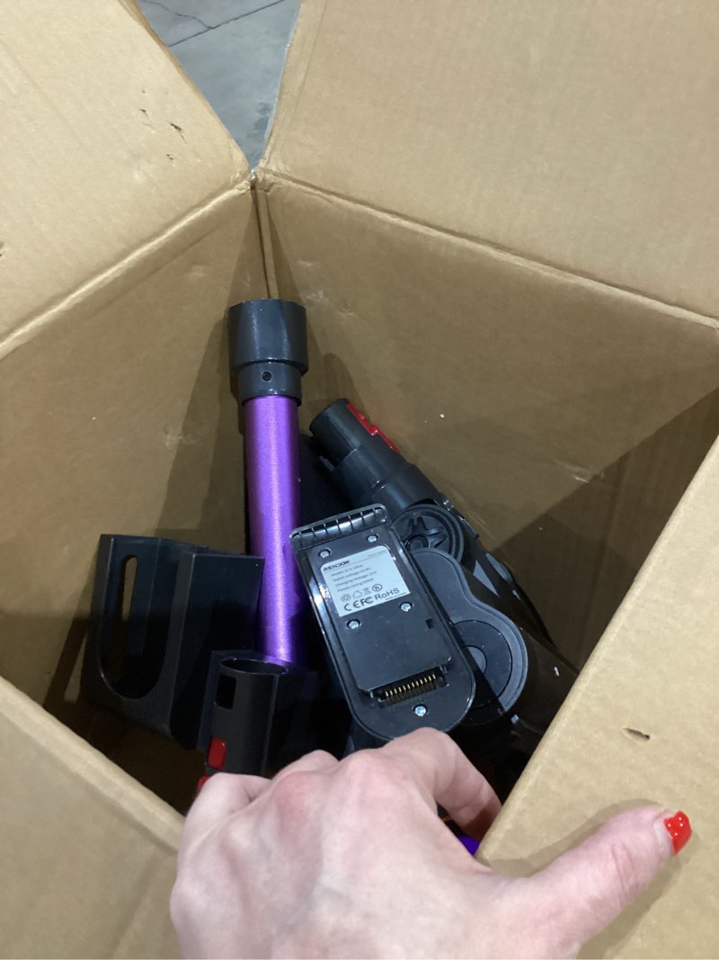 Condition photo showing Good Condition for Cordless Vacuum Cleaner, 500W 50KPA 60Mins Vacuum Cleaners for Home, Self-Standing Stick Vacuums with LED Display, Anti-Tangle, Lightweight, Rechargeable Wireless Vacumm for Pet Hair Carpet Floor Purple
