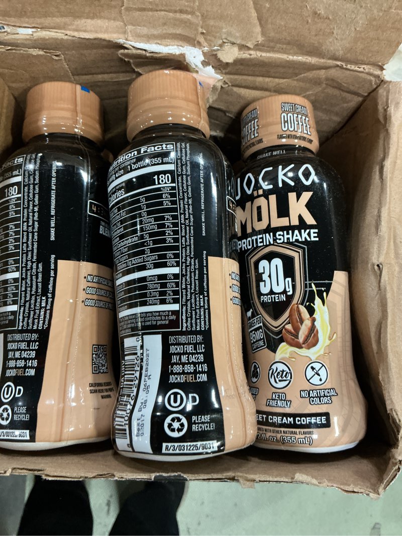 Condition photo showing Good Condition for (Best by 06 feb 2027) Jocko Fuel 29126 Sweet Cream Coffee Protein Shake 12oz 12Pack