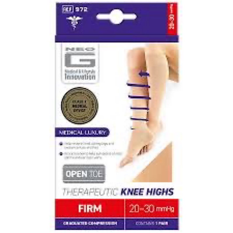 neo g compression 20-30 mmhg knee high therapeutic sock (open toe) beige, m, 1.0 pr