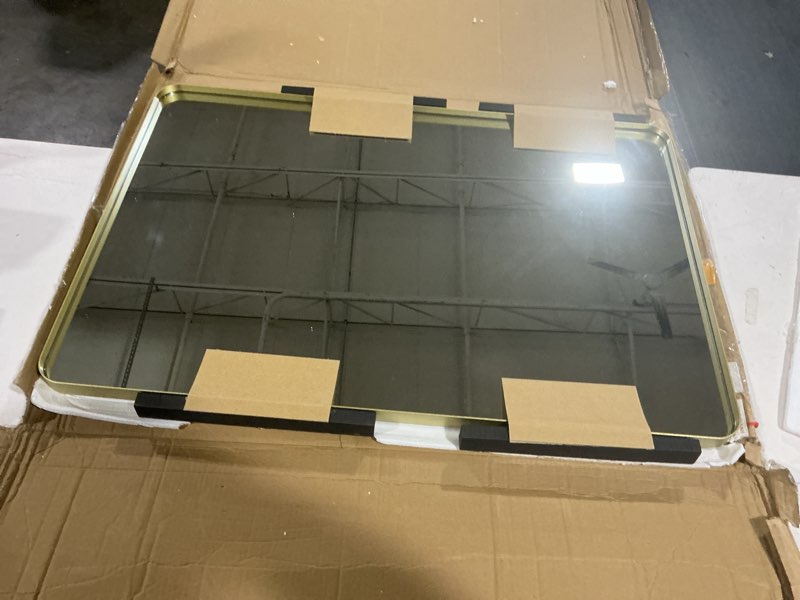 Condition photo showing Good Condition for bathroom mirrors 40-in w x 30-in h rectangle brushed gold framed wall mirror