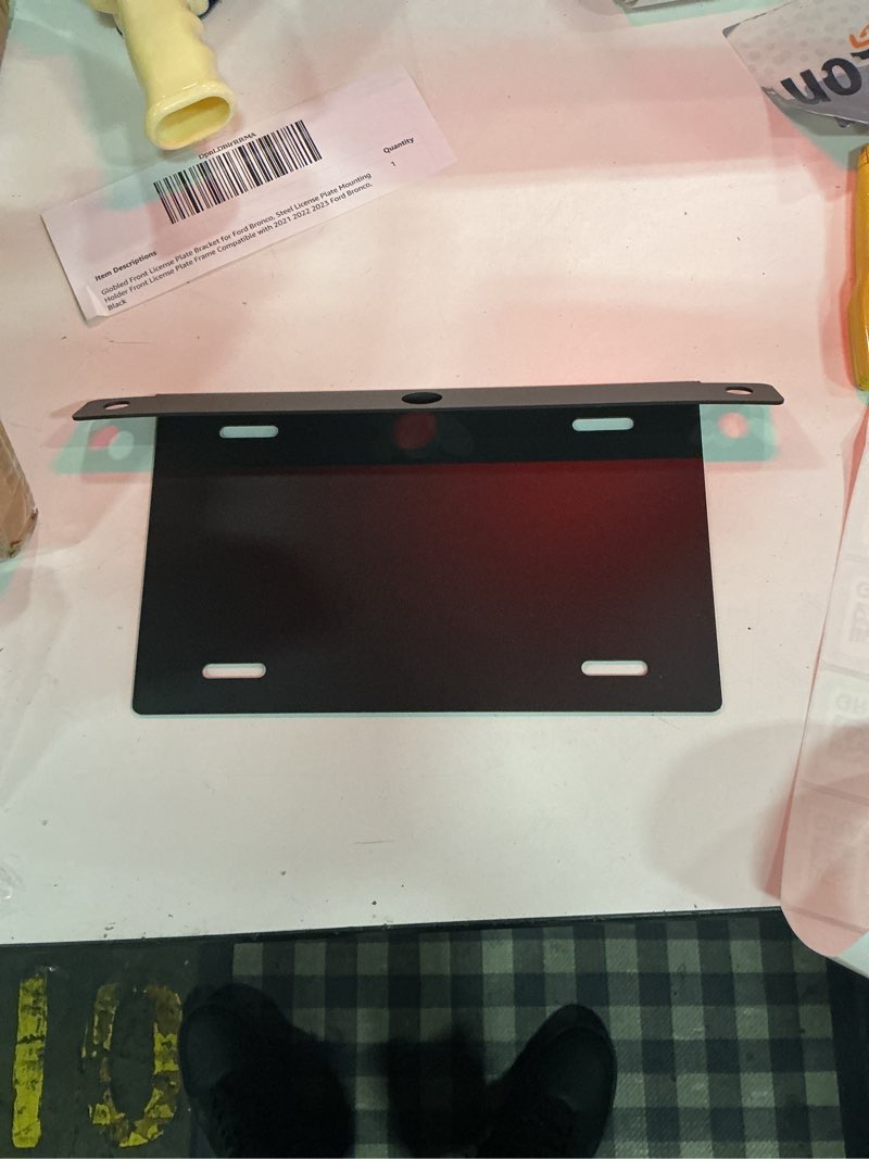 Condition photo showing New/Like New for front license plate frames for ford bronco 2021-2026, (black