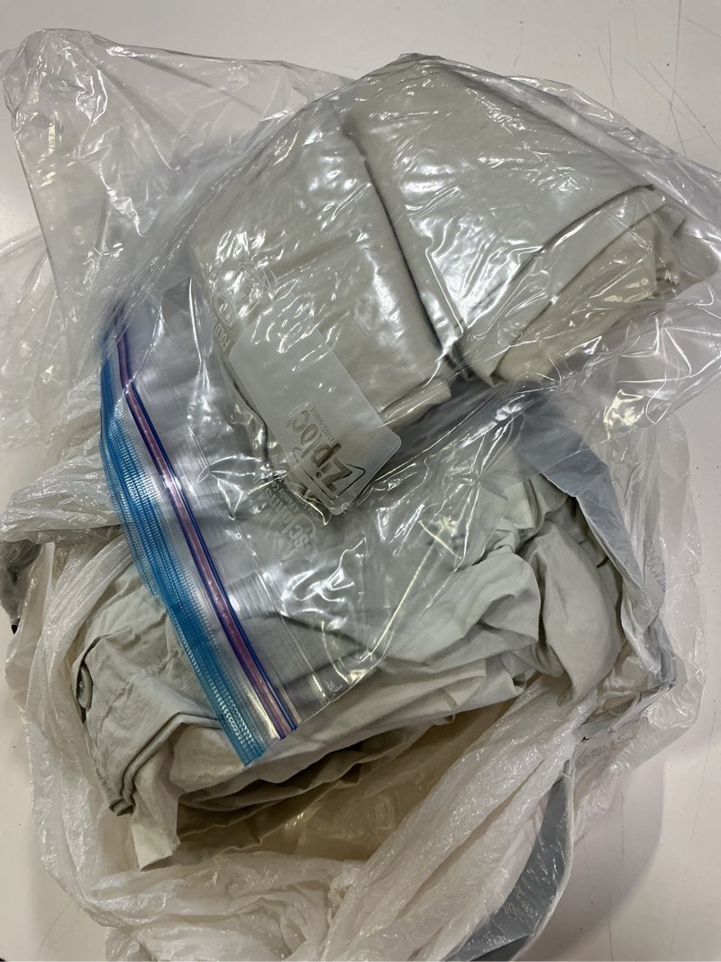 Condition photo showing As Is for organic crisp percale duvet cover set, full/queen, mist