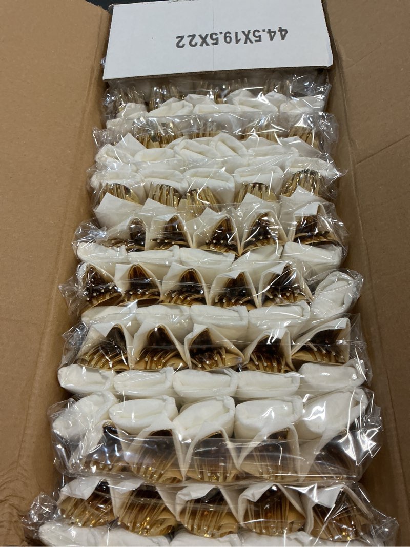 Condition photo showing New/Like New for nervure 400pcs pre rolled gold plastic silverware sets - heavy duty hammered gold cutlery include 100 pack wrapped disposable utensils with napkins for parties, dinners & weddings