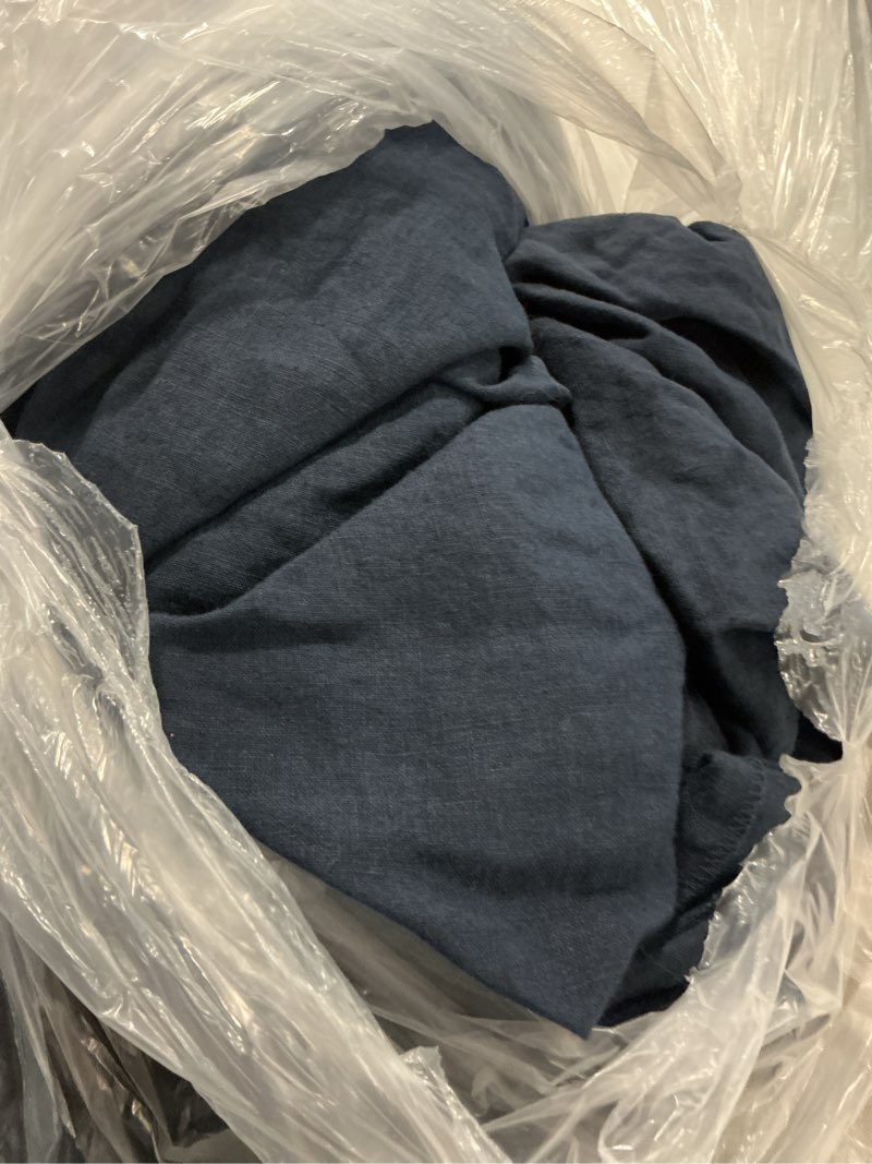 Condition photo showing Good Condition for european linen duvet cover set, full/queen, navy
