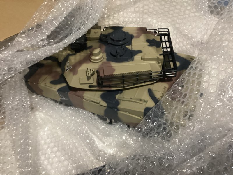 Condition photo showing As Is for 1:18 RC Tank, 2.4G US Metal M1A2 Remote Control Tank That Shoot BBS Model Toys, Army Toy with Smoke, Lights, Sound and Recoil,Military RC Vehicle for Adults and Kids 6+ Year Old