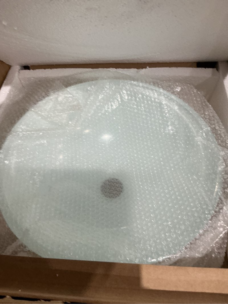 Condition photo showing Good Condition for yimai vessel sink bathroom bowl, white glass round sink 13.8" countertop vanity basin, tempered glass modern above counter bathroom sink for small spaces round-white-13.7"