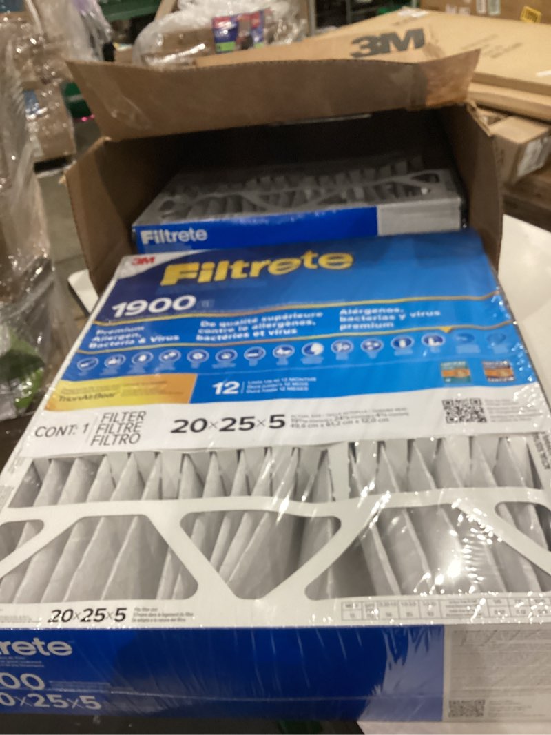 Condition photo showing Good Condition for filtrete 20x25x5 ac furnace air filter, merv 13, mpr 1900, premium allergen, bacteria & virus filter, electrostatic air cleaning filter, 2-pack (actual size 19.56 x 24.13 x 4.75 in) 20x25x5 (standard)