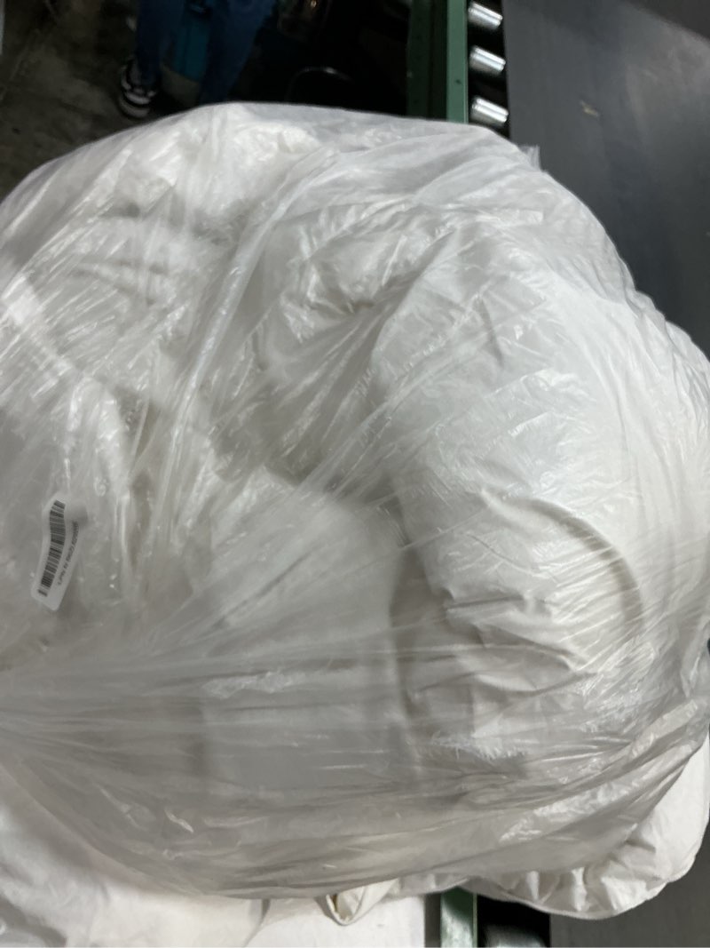 Condition photo showing As Is for serta goose feather down fiber cotton comforter queen size - 100% cotton duvet insert - hotel luxury hypoallergenic bedding comforter light warmth 90 x 90 inch white full/queen light warmth