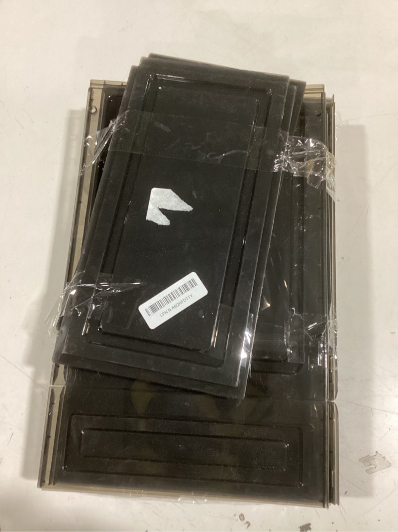 Condition photo showing As Is for YKLSLH Hat Organizer Box, 6 Boxes for 40 Pack Hats, Upgrade Harder Solid Plastic Hat Organizer for Baseball Caps, Clear Hat Storage with Magnetic Door, Hat Rack Holder Case, Black