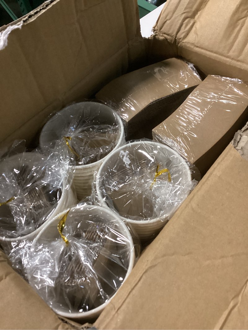 Condition photo showing New/Like New for Lamosi 100 Pack 16 oz Disposable Coffee Cups with Lids and Sleeves, Leak-Proof To Go Paper Coffee Cups with Lids, Hot/Cold Beverage White Drinking Cup for Home, Office, Parties, Travel White-16OZ-100