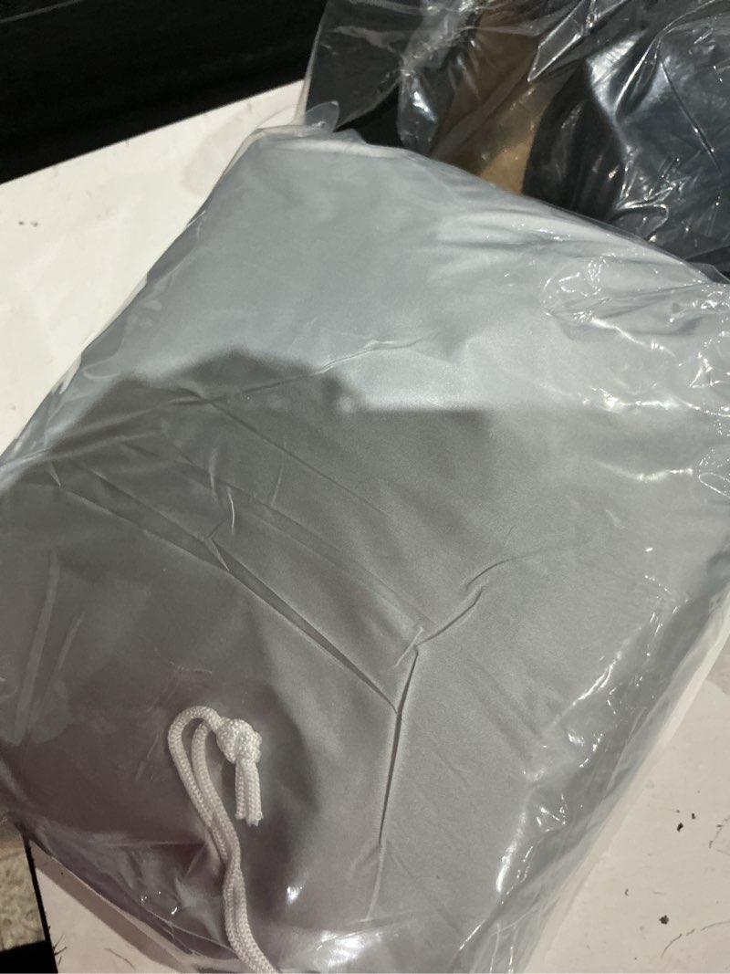Condition photo showing Good Condition for mornyray waterproof car cover all weather snowproof uv protection windproof outdoor full car cover, universal fit for sedan (silvery, a5-fit sedan length(194-206 inch)) fit sedan length(194- 206 inch) silvery