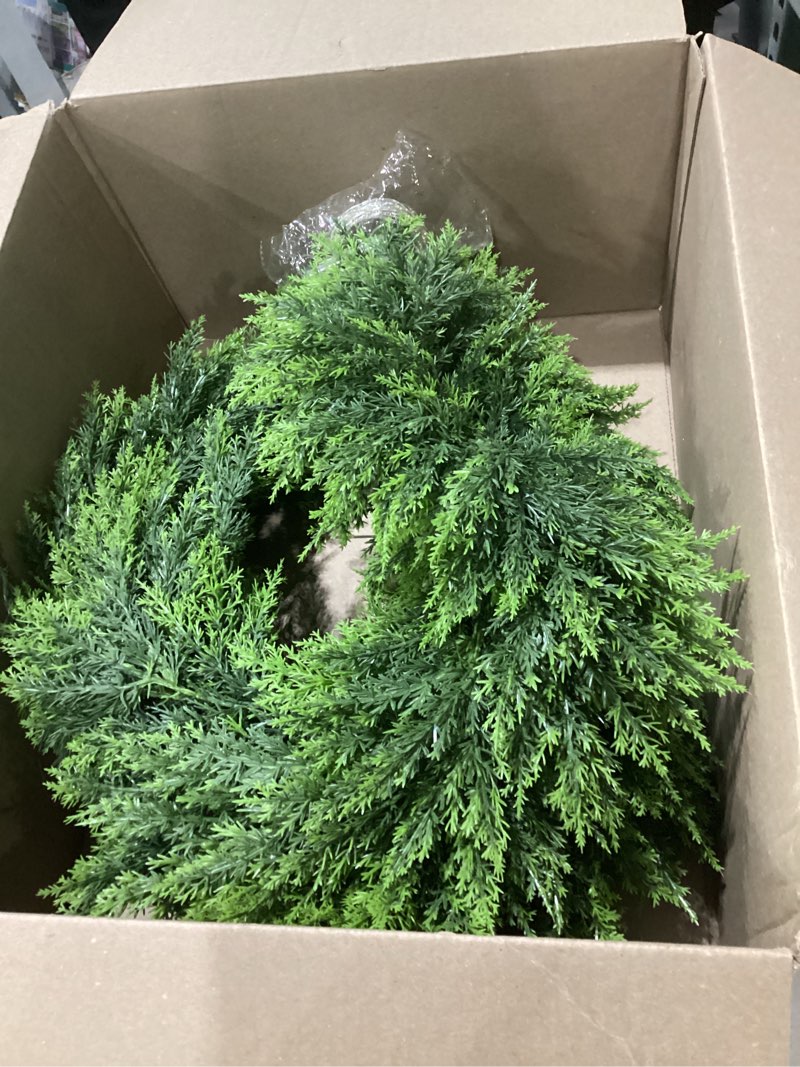 Condition photo showing Good Condition for 6ft cedar christmas garland with 120led lights for mantle, real touch winter pine garland, green artificial greenery garland for table, mantle, wall, indoor, outdoor christmas decorations