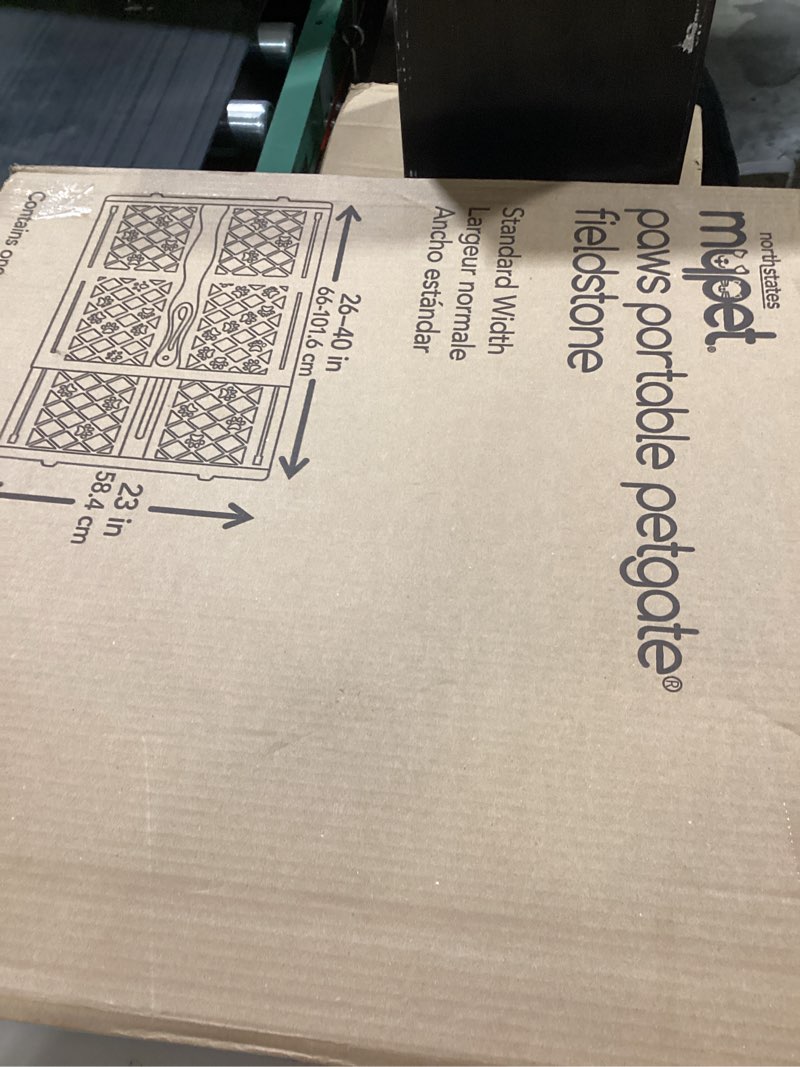 Condition photo showing Good Condition for MYPET North States Paws Portable Pet Gate: 26-40" Wide. Pressure Mount. No Tools Needed. Made in USA, 23" Tall, Expandable, Durable Dog Gates for Doorways, Fieldstone Gray