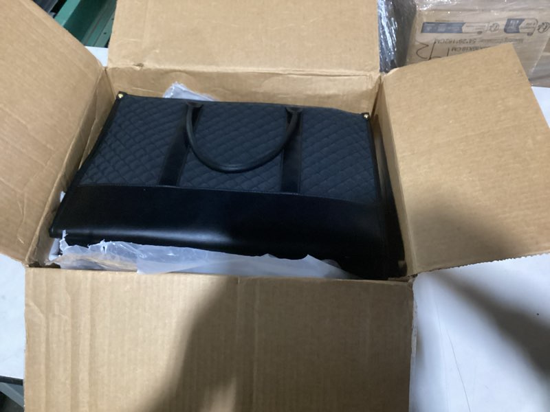 Condition photo showing As Is for Similar to LOVEVOOK Laptop Bags for Women, 17 inch Waterproof Work Tote Bag with Clutch, Professional Teacher Computer Purse Lightweight Shoulder Bag Travel, Quilted Beige & Brown 17 inch Beige Brown