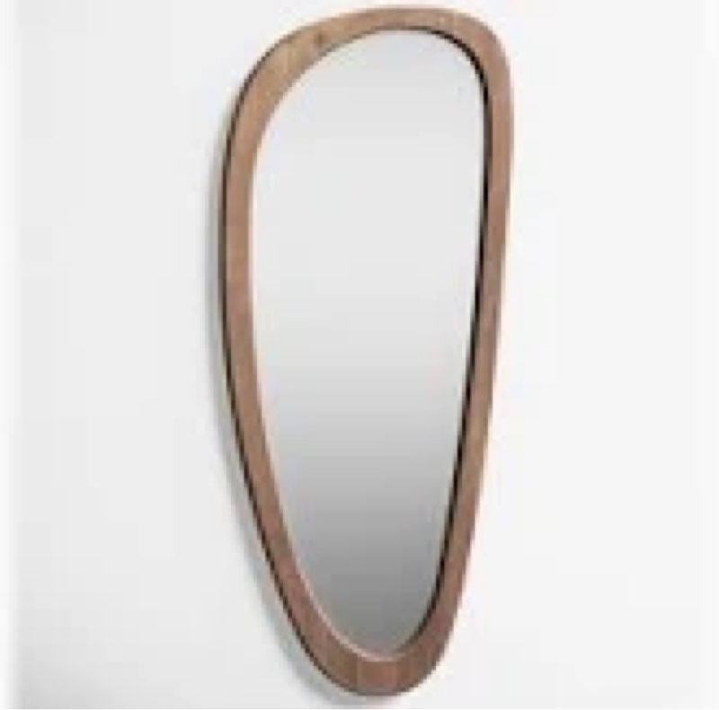 asymmetrical wood framed accent wall mirror