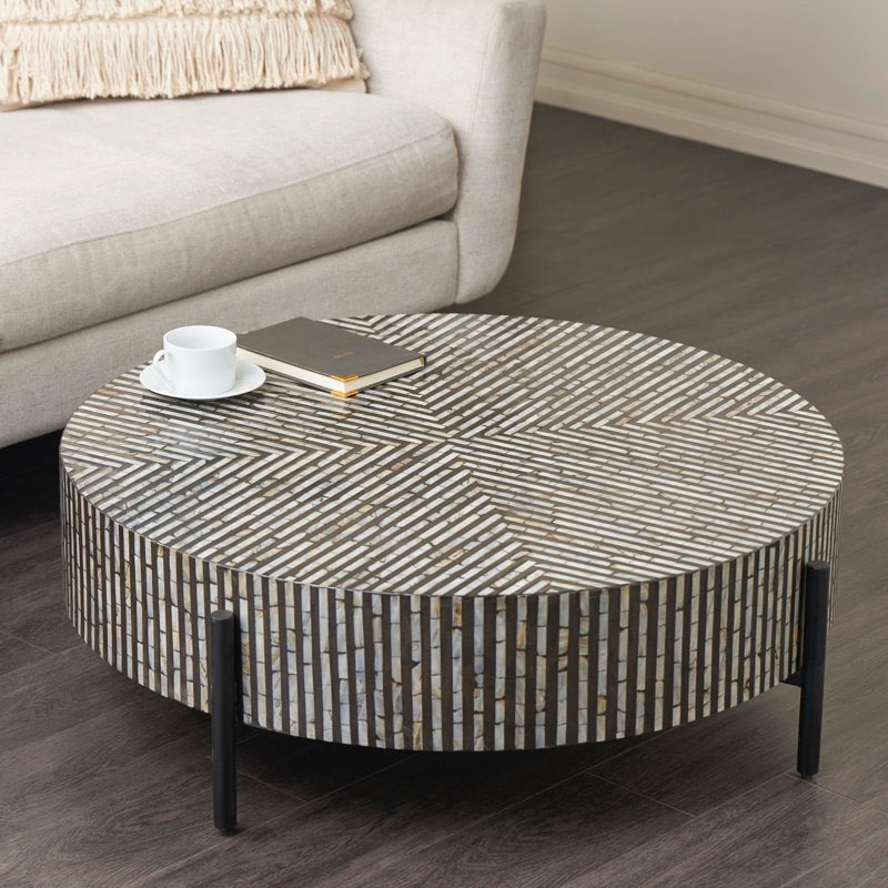 maly round mother of pearl coffee table