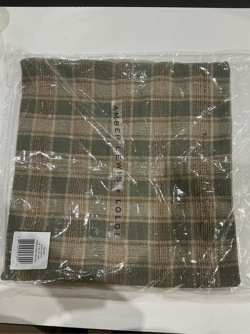 Condition photo showing Good Condition for loloi amber lewis golden collection pal0062 olive/multi 20'' x 20'' cover only pillow olive / multi 20'' x 20'' cover only