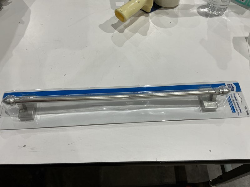 Condition photo showing As Is for similar brand project source. kenney 1/2\\\" multi-use adjustable magnetic rod, 16-28\\\", satin nickel