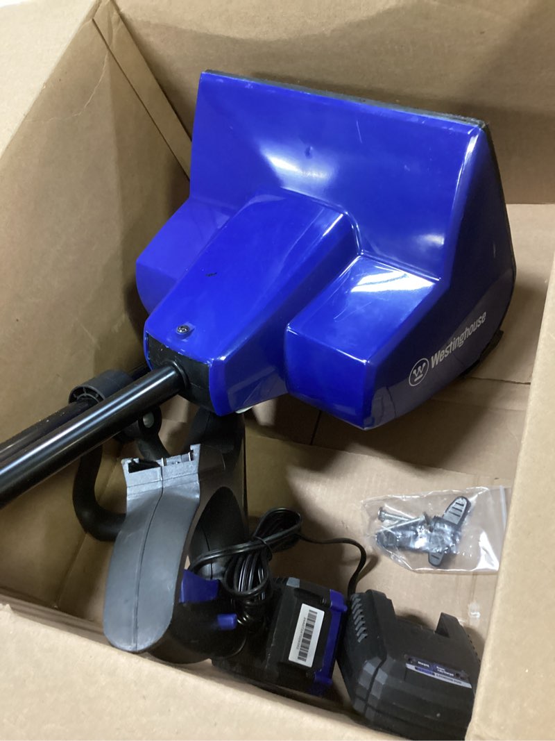 Condition photo showing As Is for Westinghouse WSnow11S 24V Cordless Snow Shovel 11 Inch Kit, 24V 4Ah Battery, Fast Charger, Electric Snow Shovel with 20ft Throwing Distance, Plows 75lbs/min, Compatible with Snow Joe Batteries 11 Inch with Battery/Charger