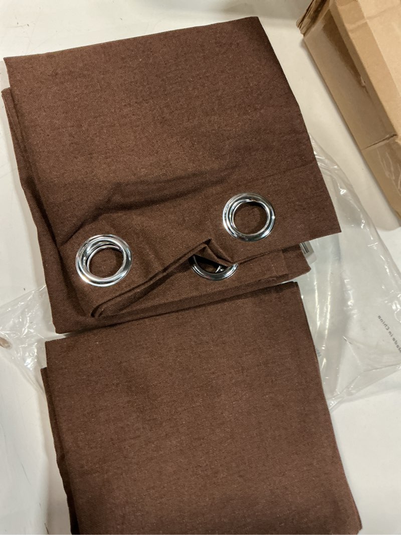Condition photo showing New/Like New for youngstex brown linen blackout curtains 45 inch length for bedroom, short thermal insulated black out drapes with grommet room darkening for living room window, 2 panels, 42 x 45 inch 42"w x 45"l (pack of 2) brown