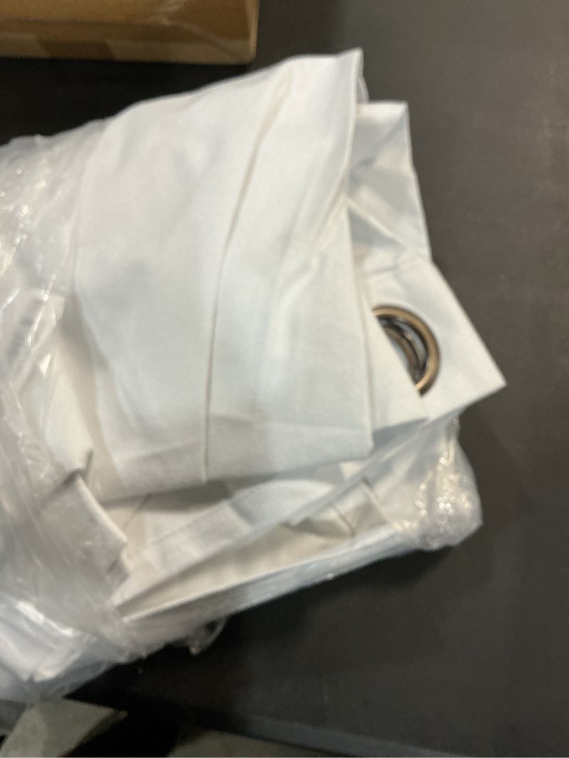 Condition photo showing Good Condition for blackout curtains for living room 84 inch length 2 panels set, thermal insulated 100% black out privacy soundproof grommet farmhouse linen window curtains for bedroom darkening, white, each 52”wide 52"w x 84"l (pack of 2) white