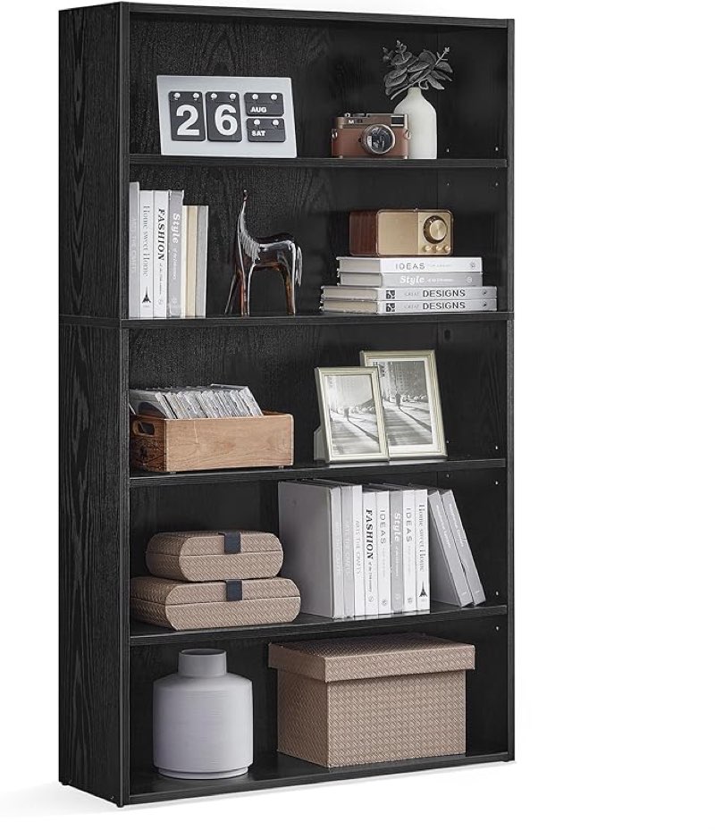 Incomplete)VASAGLE Custos Collection - Bookshelf, 5-Tier Bookcase, Book Shelf, Open Storage Shelf, 9.4 x 30 x 52.8 Inches, for Living Room, Home Office, Dinning Room, Ebony Black ULBC175T56