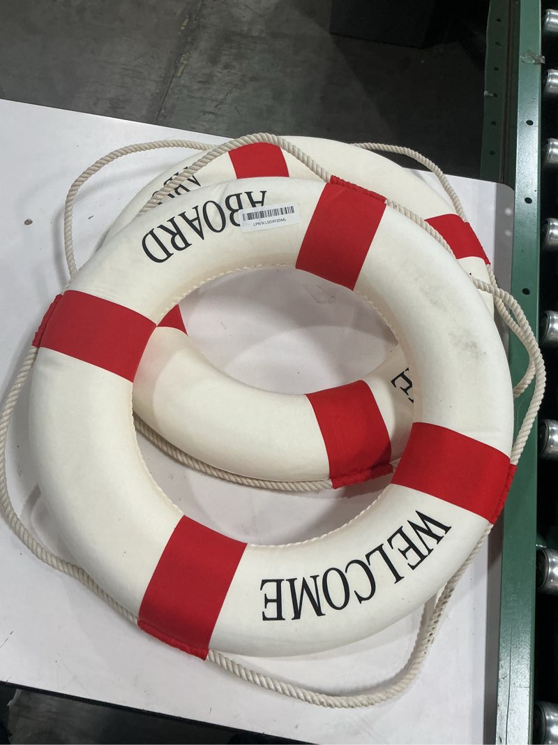 Condition photo showing Good Condition for Vercraft 2 Pcs 20" Welcome Aboard Life Ring Large Life Preserver Ring Decorative Nautical Party Deco