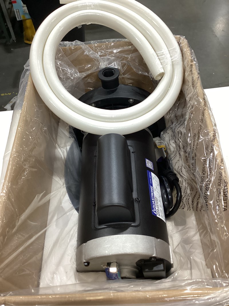 Condition photo showing As Is for aquastrong pool booster pump, pure copper motor, 3/4 hp, dual voltage 115v/230v, low noise, wide compatibility, easy installation for pressure-side pool cleaners vac-sweep 280, 380, 3900-black