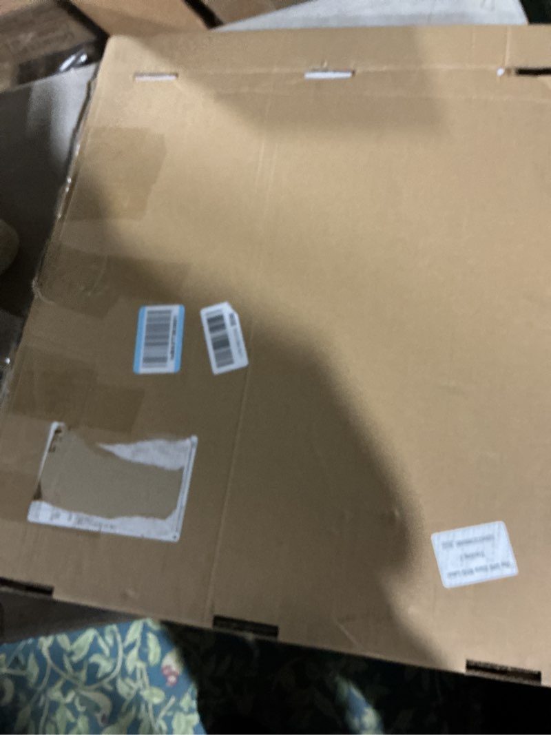 Condition photo showing As Is for Farmhouse Oak 24" Lazy Susan Turntable Organizer for Cabinet, Round Wooden Lazy Susan Organization and Storage for Dining Table, Pantry, Kitchen, Countertop, Cupboard,Home Decor, Walnut Walnut 24 inches