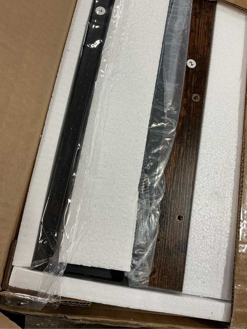 Condition photo showing As Is for Huuger Folding Desk for Small Spaces, 31.5 Inch Foldable Computer Table, for Home Office, Study, Bedroom, Dorm, Space Saving, Small Writing Work Office Computer Desk, Easy to Fold, Rustic Brown