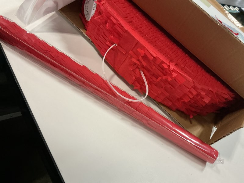 Condition photo showing Good Condition for Jenaai 16" Round Blank Piñata with Stick, Blindfold and Confetti for Adults and Kids' Birthday Parties(Red)