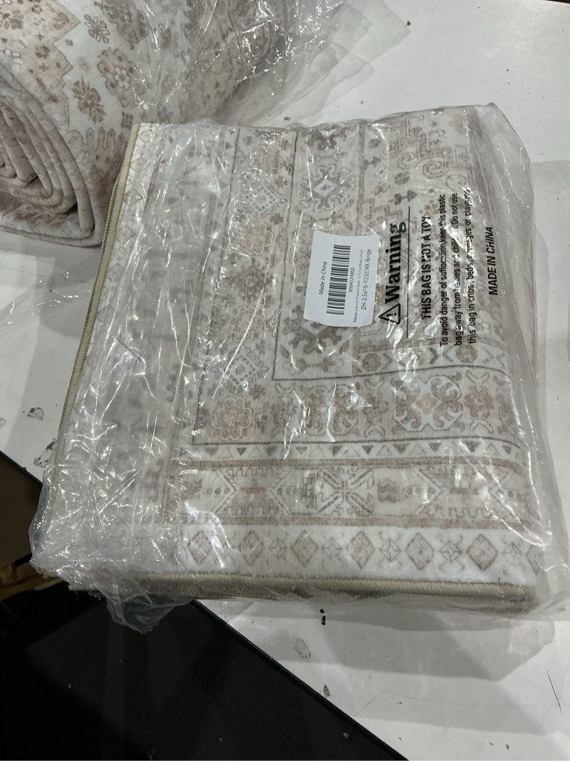 Condition photo showing Good Condition for zesthome washable runner rug 2.5x10 - stain resistant entryway rug,ultra-thin kitchen rugs, anti slip backing runner rugs for entrance laundry room indoor hallway (cream/beige,2.5'x10') cream/beige 2'6" x 10' (runner)