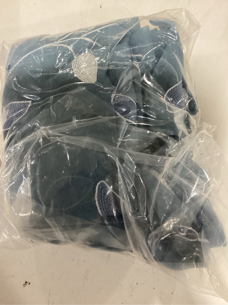 Condition photo showing Good Condition for miulee dusty blue sheer curtains 2 panels embroidered leaf patterned rod pocket floral semi sheer faux linen window curtains drapes set for living room bedroom dining room, 52x84 inches long dusty blue leaf 52"w x 84"l (pack of 2)