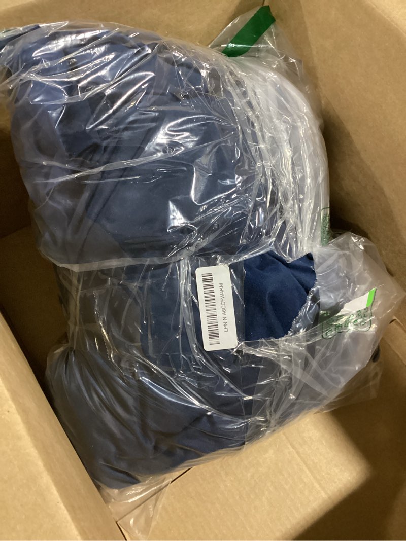 Condition photo showing As Is for ryb home blue velvet curtains 84 inches - blackout curtains for living room, thermal insulated noise reducing panels soft luxury window decor for kids bedroom, navy blue, w52 x l84 inches, 2 panels 52"w x 84"l (pack of 2) navy blue