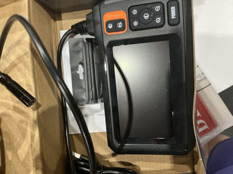 Condition photo showing Good Condition for endoscope camera with light, inspection borescope camera with 4.3" ips screen, 1920p hd with 8 led lights, 16.6ft semi-rigid cord bore scope, ip67 waterproof endoscope for sewer, tools(orange) 16.6ft single lens